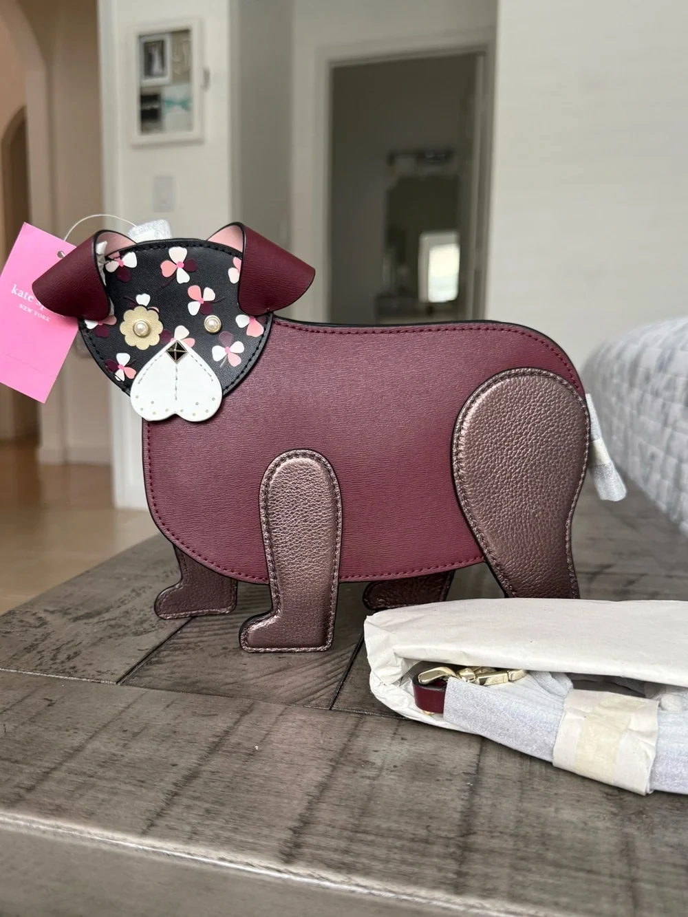 Rare Kate Spade Floral Pup dog novelty crossbody bag - Picture 3 of 9